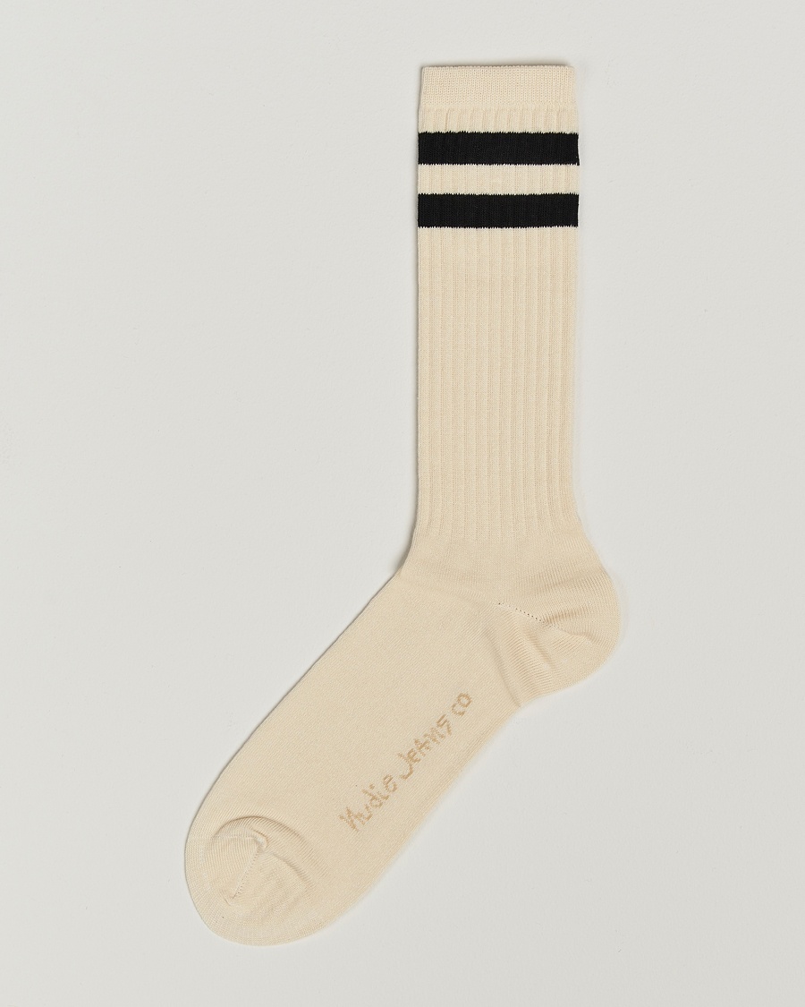 Nudie Jeans Amundsson Tennis Socks Off White/Black – White