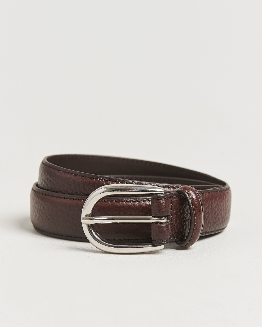 Men | Loake 1880 | Loake 1880 | Harry Grained Leather Belt Dark Brown