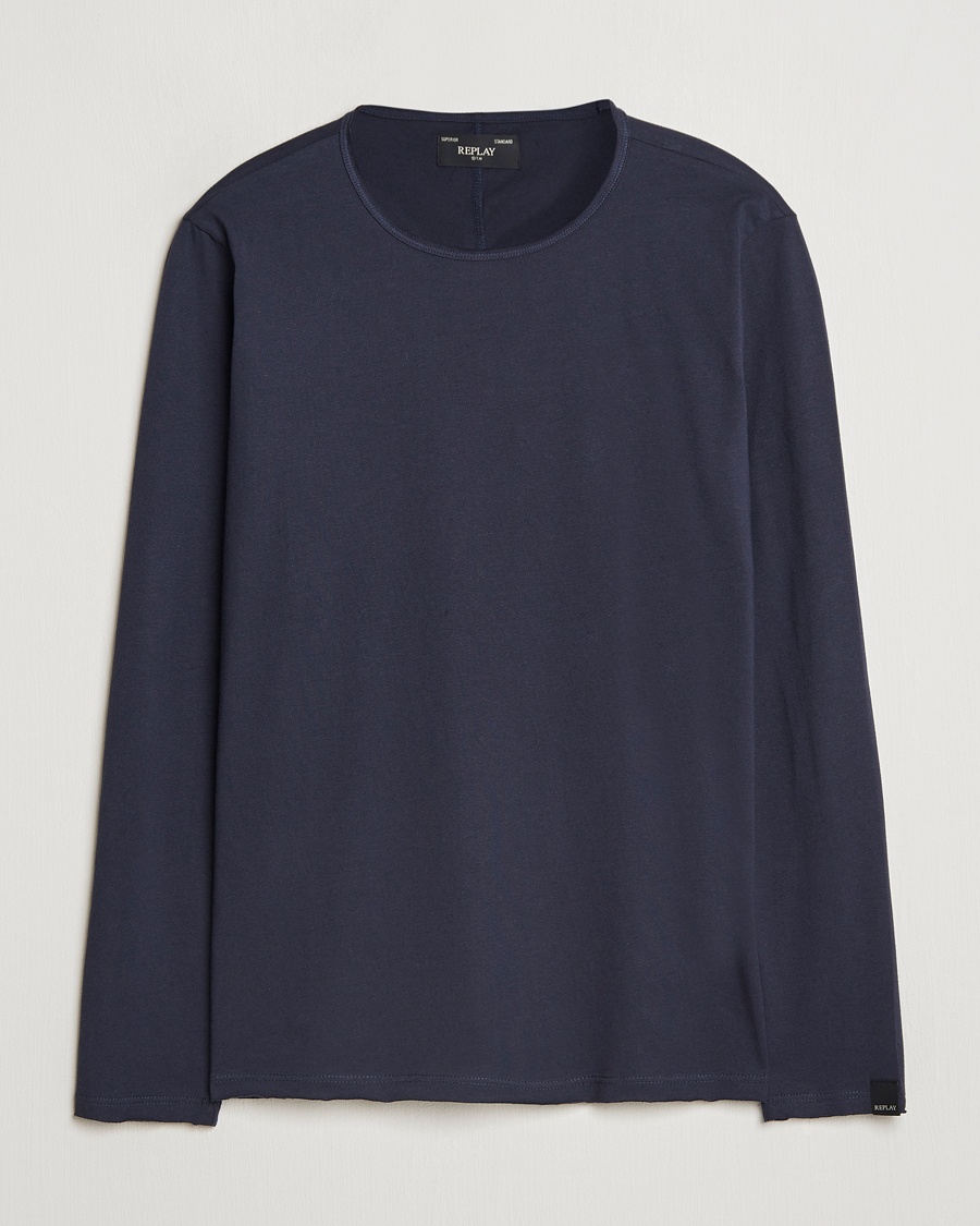 Replay Crew Neck Long Sleeve T-Shirt Night Blue – Blue