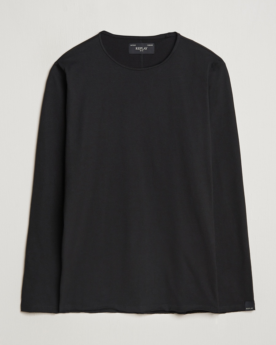Replay Crew Neck Long Sleeve T-Shirt Black – Black