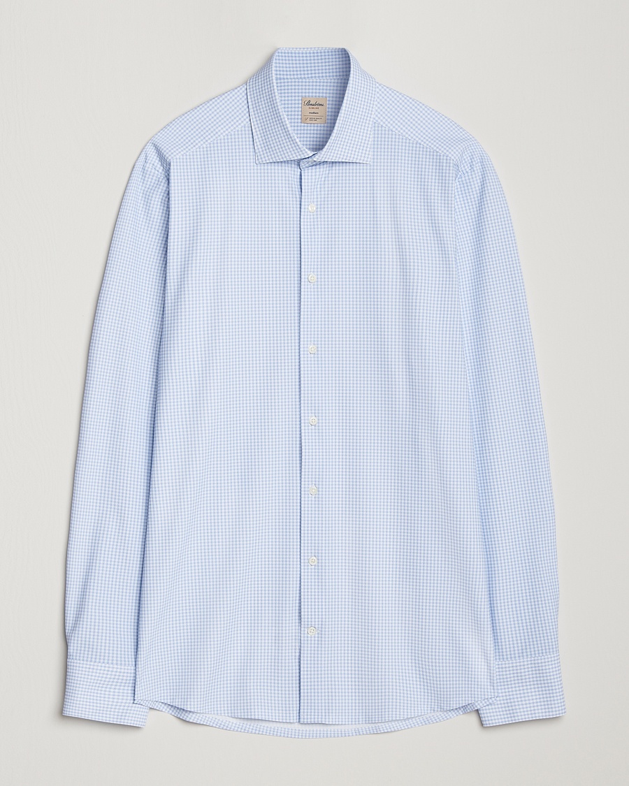 Stenströms Slimline Active Stretch Houndstooth Shirt Light Blue – Blue