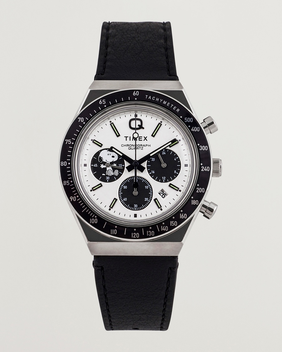 Timex Q Snoopy Chronograph 40mm White Dial – White
