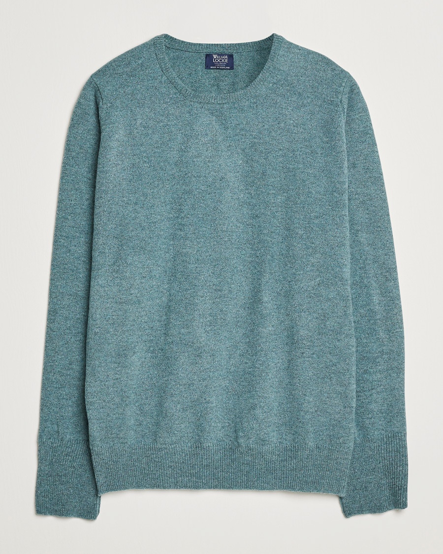 William Lockie Rob Lambswool Crewneck Caspian – Green