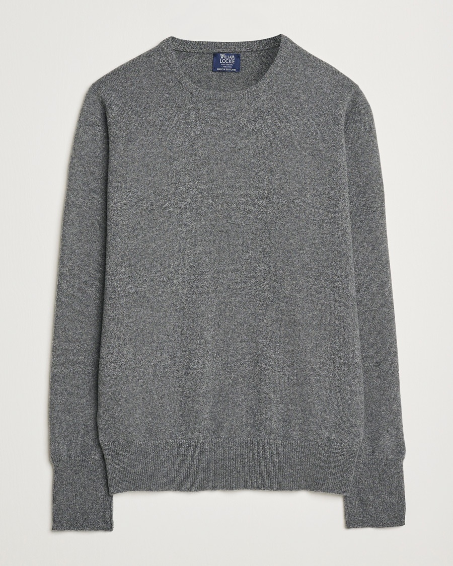 William Lockie Rob Lambswool Crewneck Cliff – Grey