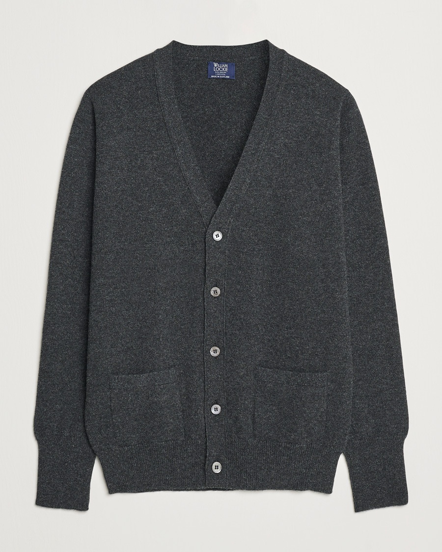 Men | William Lockie | William Lockie | Rob Lambswool Cardigan Charcoal