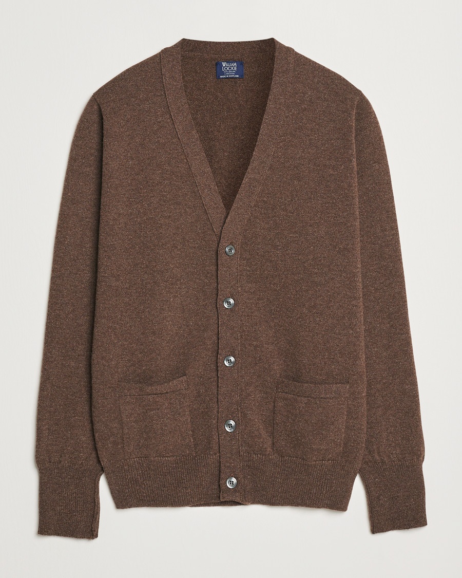William Lockie Rob Lambswool Cardigan Mocha – Brown
