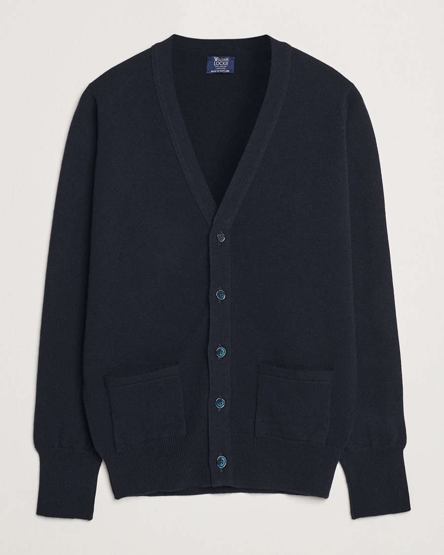 William Lockie Rob Lambswool Cardigan Navy – Blue