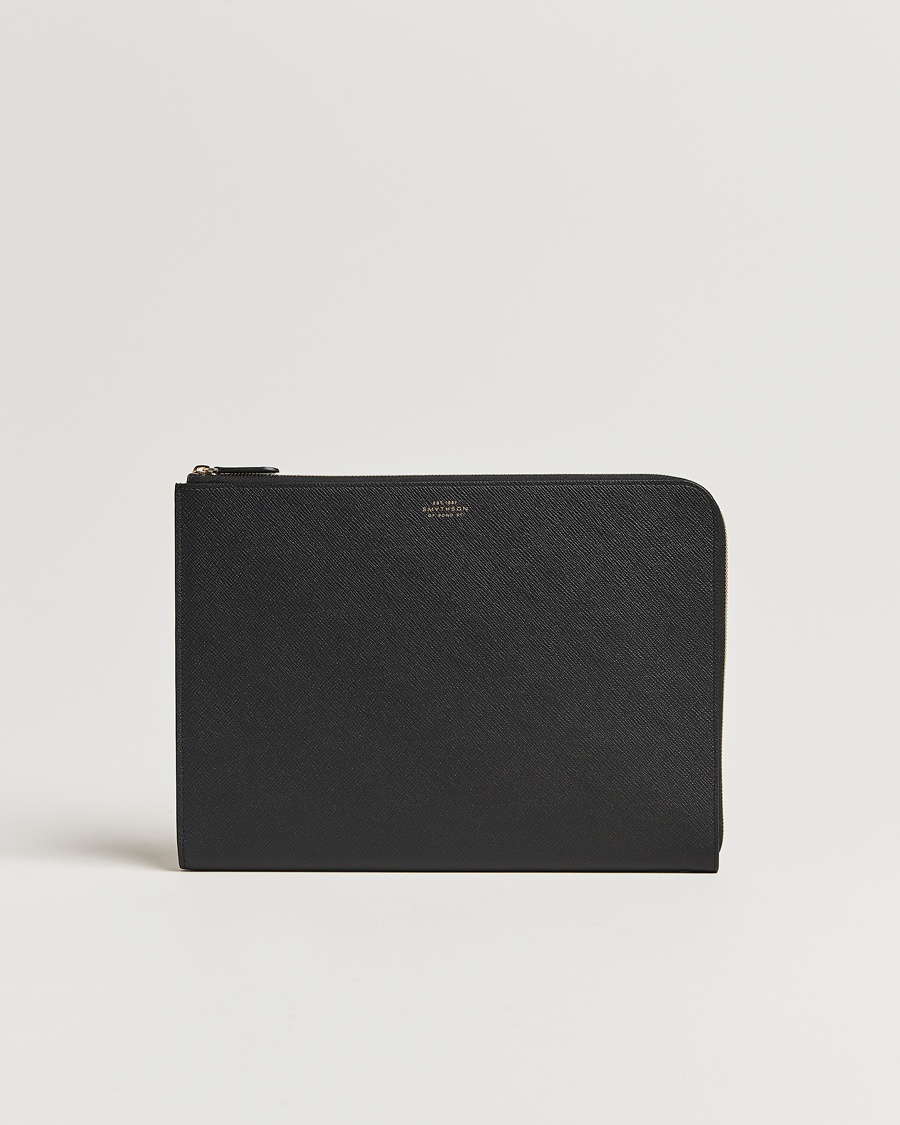 Smythson Panama Small Laptop Case Black – Black