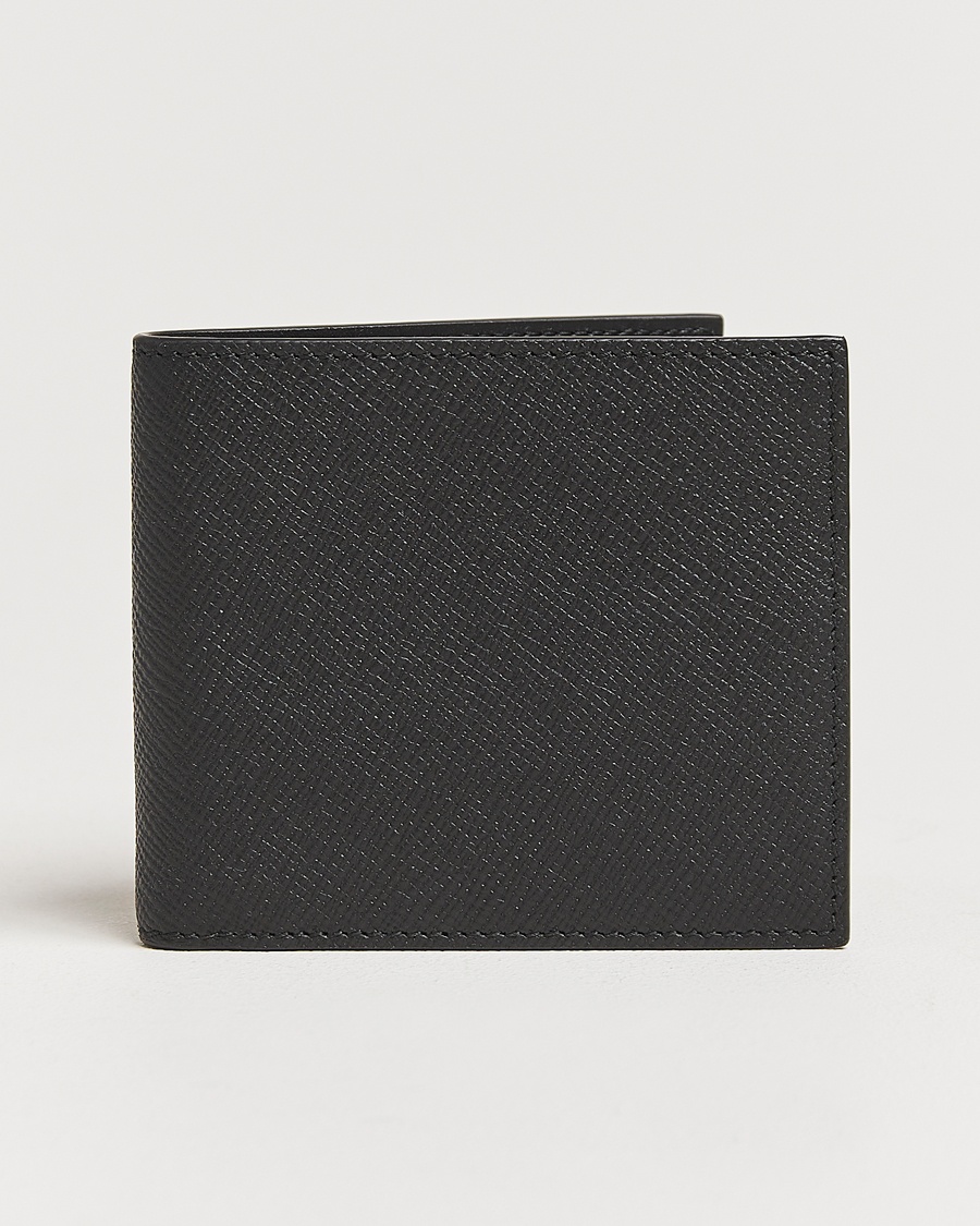 Smythson Panama 6 Card Leather Wallet Black – Black
