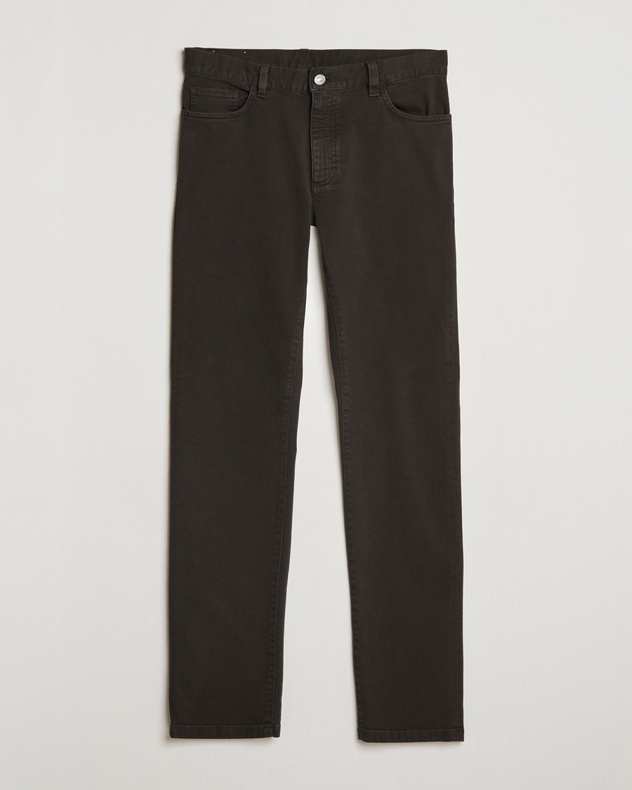 Men | Casual Trousers | Zegna | 5-Pocket Comfort Denim Pants Dark Brown