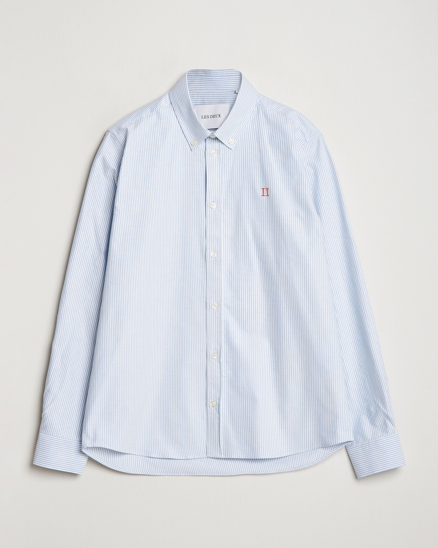 LES DEUX Konrad Contrast Oxford Shirt Light Blue/White – Blue