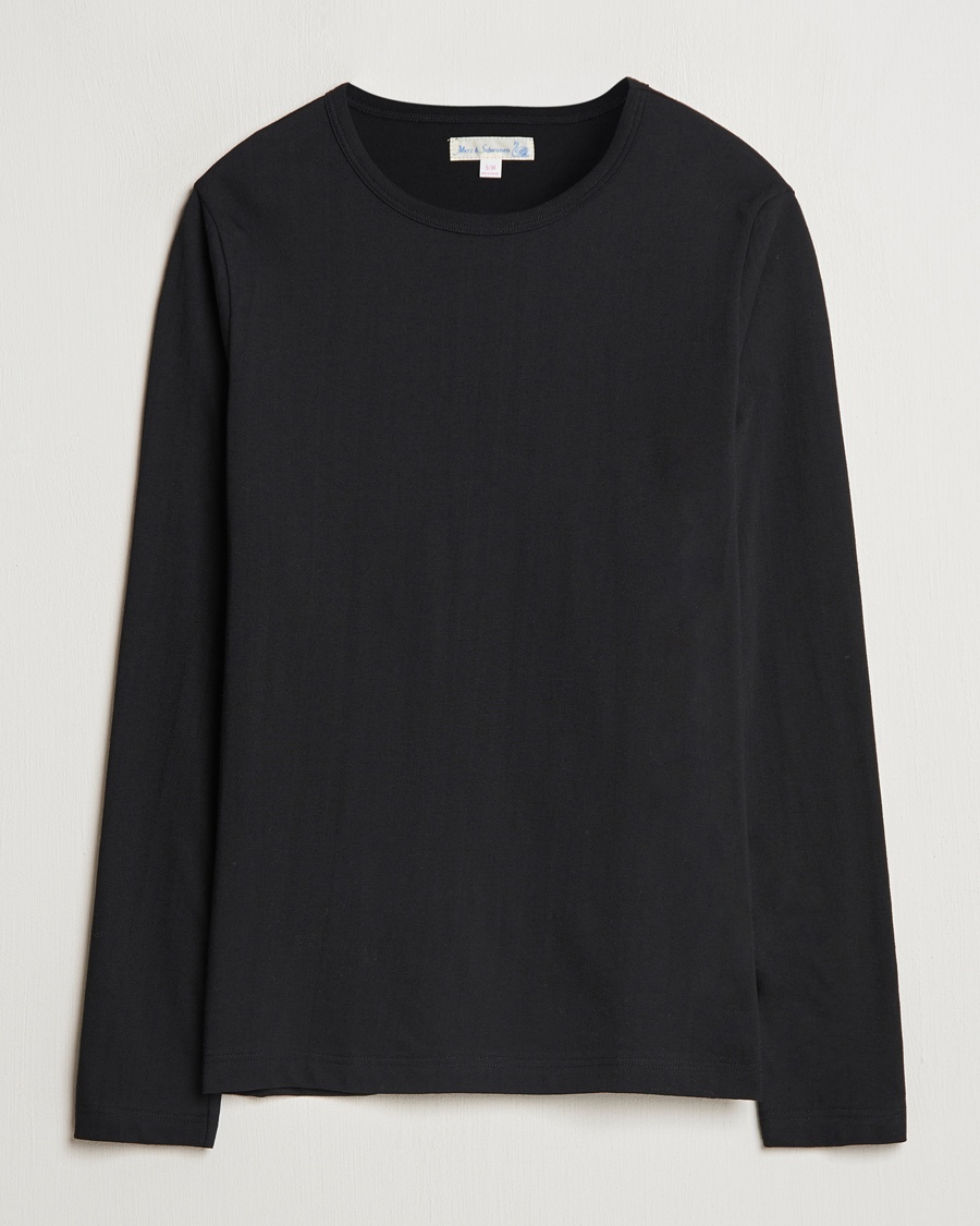 Men | Long Sleeve T-shirts | Merz b. Schwanen | 1950s Classic Loopwheeled Longsleeve T-Shirt Black