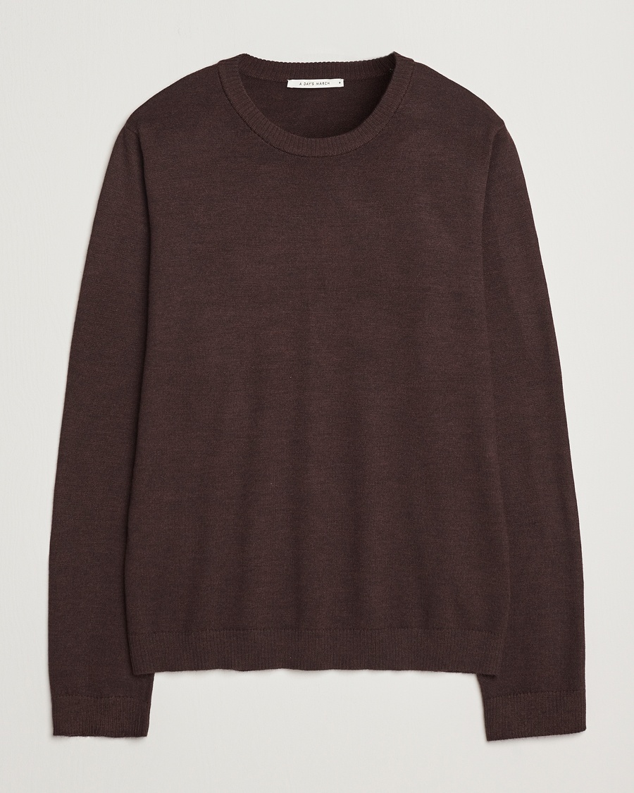Men | A Day's March | A Day's March | Alagón Merino Crew Dark Brown