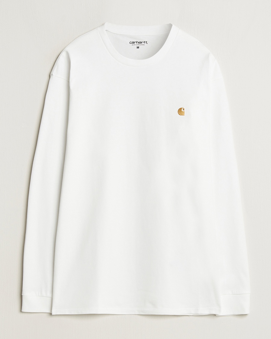 Carhartt WIP Chase Combed Cotton Long Sleeve T-Shirt White/Gold – White