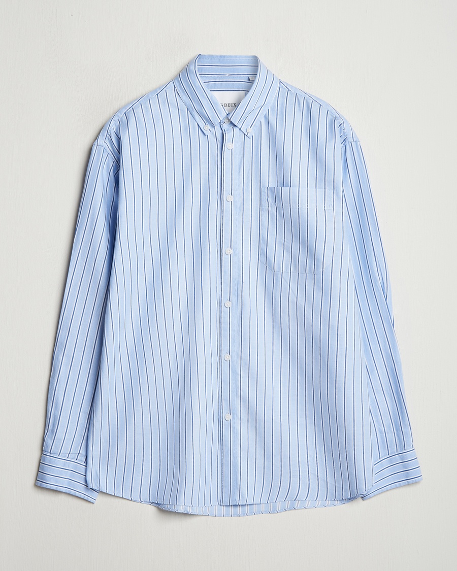 Men | LES DEUX | LES DEUX | Kolton Herringbone Poplin Shirt Bel Air Blue