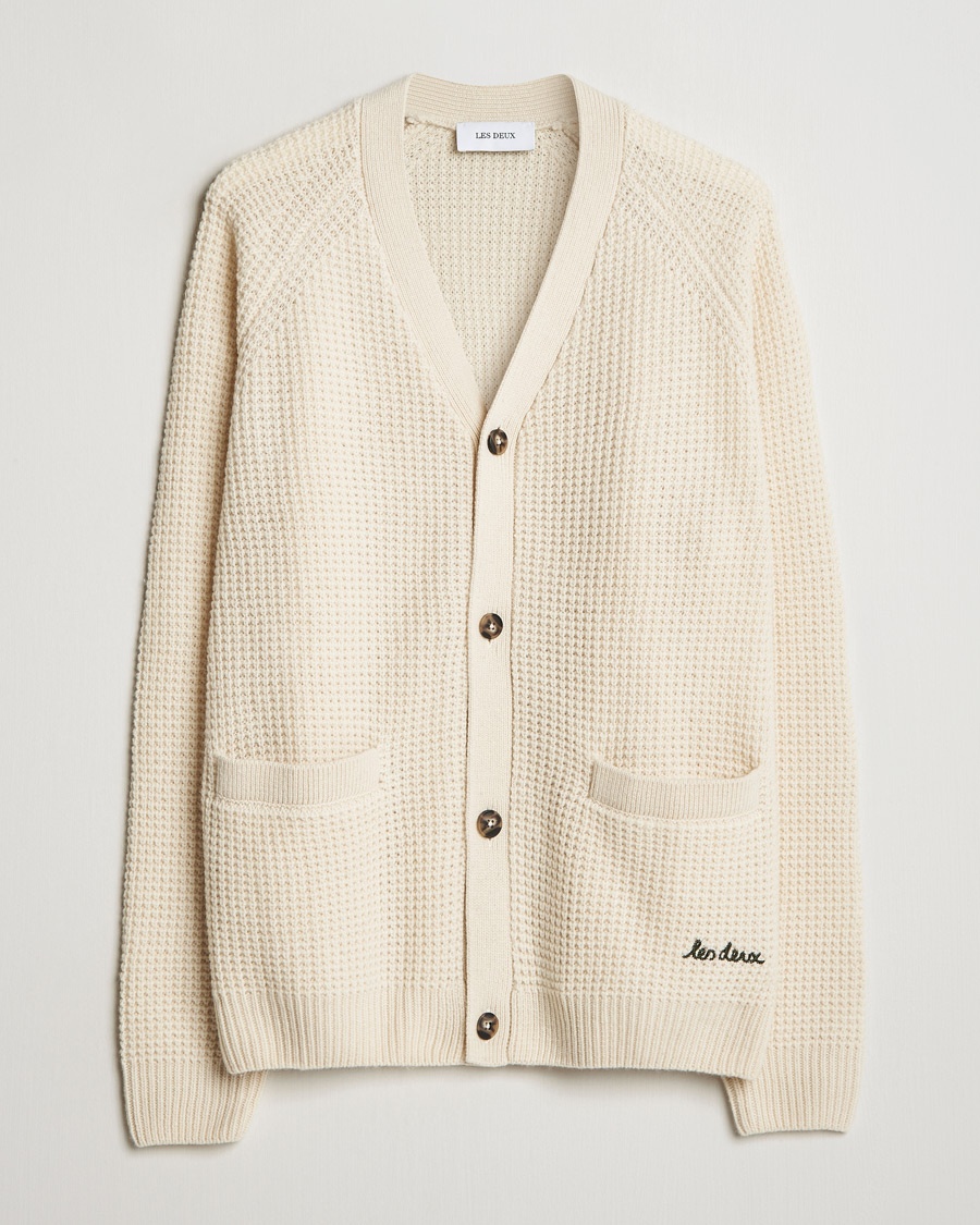 Men | LES DEUX | LES DEUX | Grady Waffle Cardigan Ivory