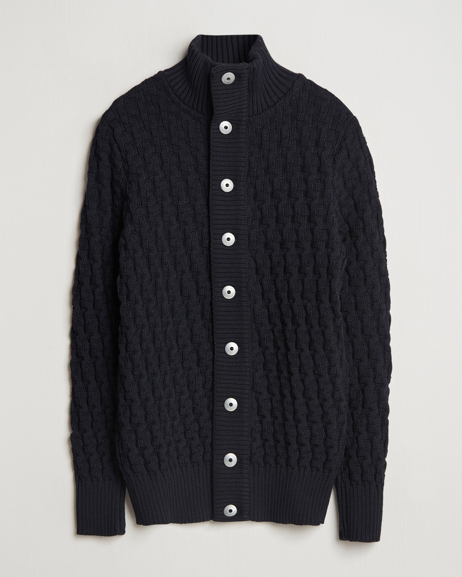 S.N.S. Herning Stark Wool Cable Cardigan Navy – Blue