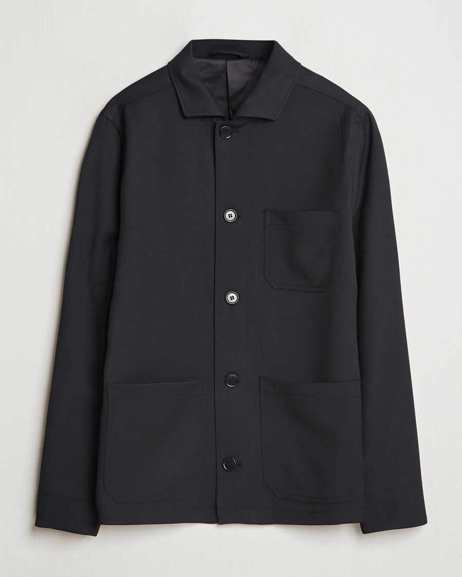 Filippa K Louis Wool Gabardine Shirt Jacket Black – Black