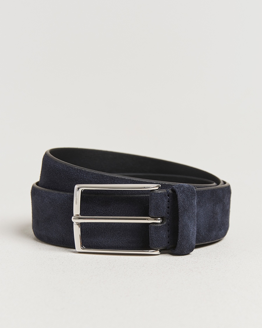 Anderson's Calf Suede 3,5 cm Belt Navy – Blue