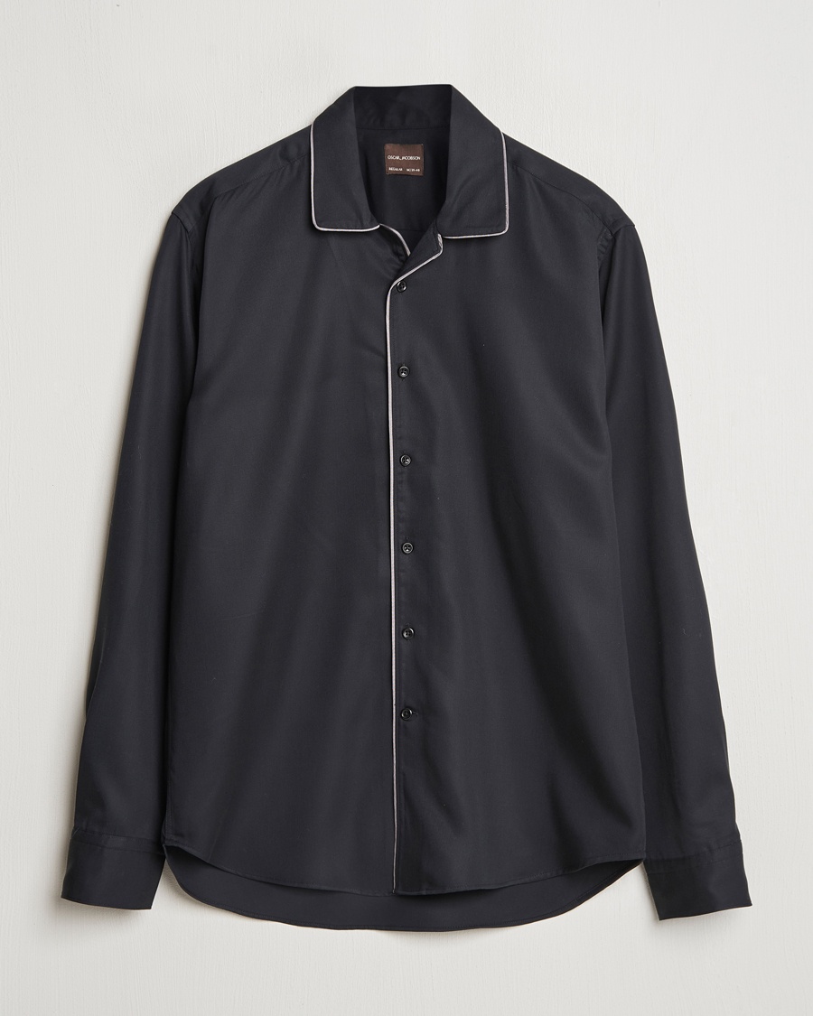 Men | Shirts | Oscar Jacobson | Reg Fit Camp Collar Shirt Black