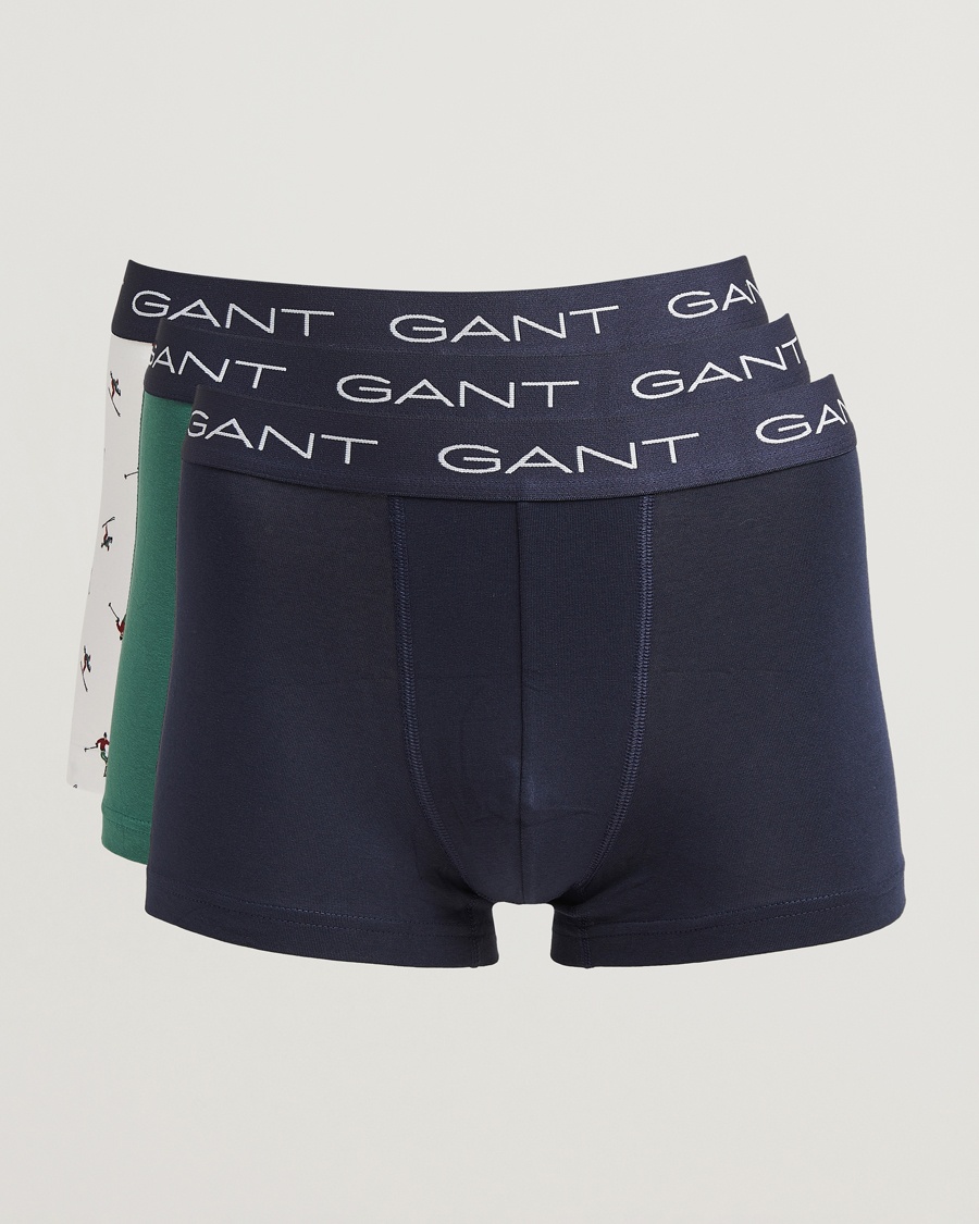 Men | Clothing | GANT | 3-Pack Trunk Boxer Black/White/Green
