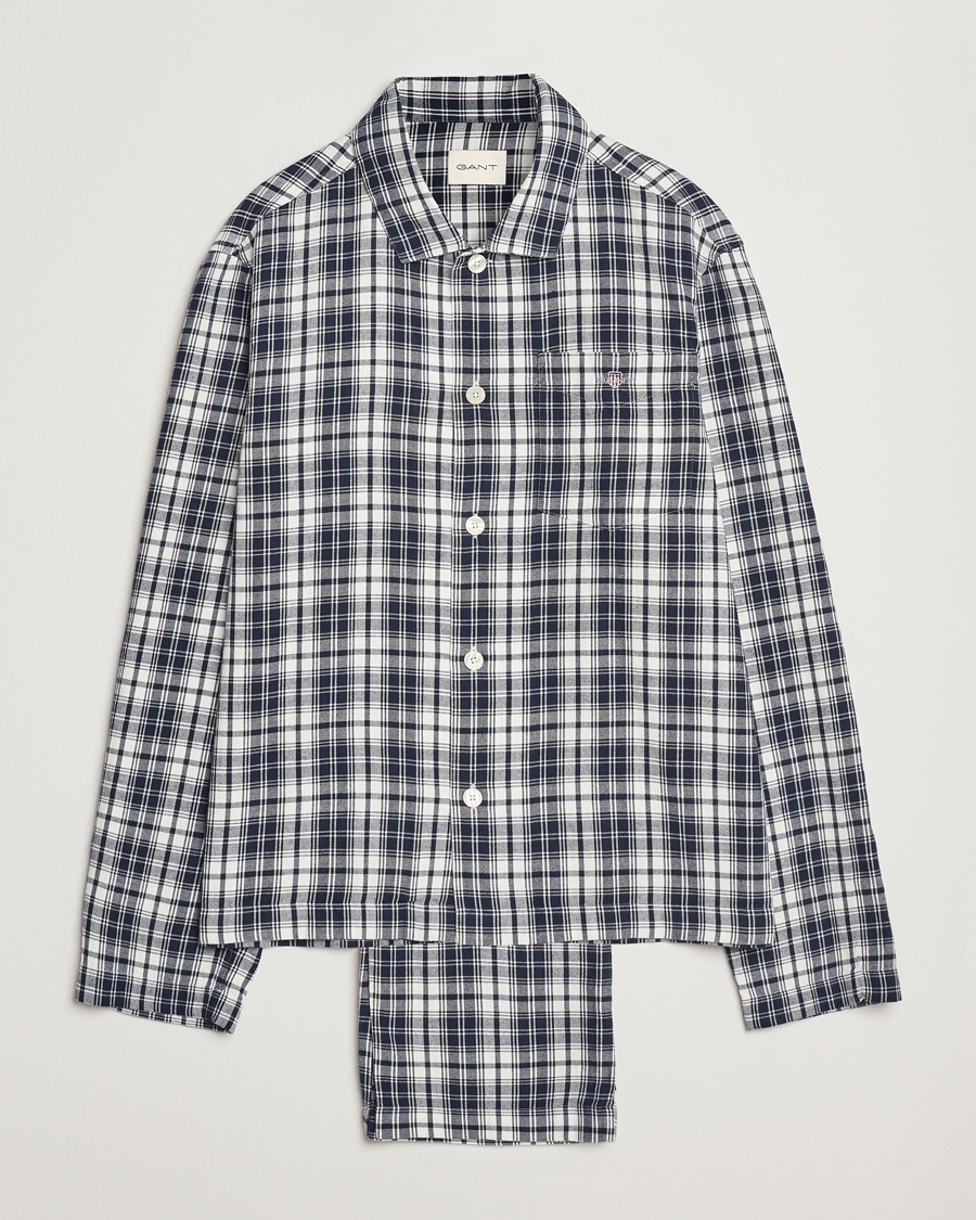 Men | Pyjamas & Robes | GANT | Checked Flannel Pyjama Set Evening Blue