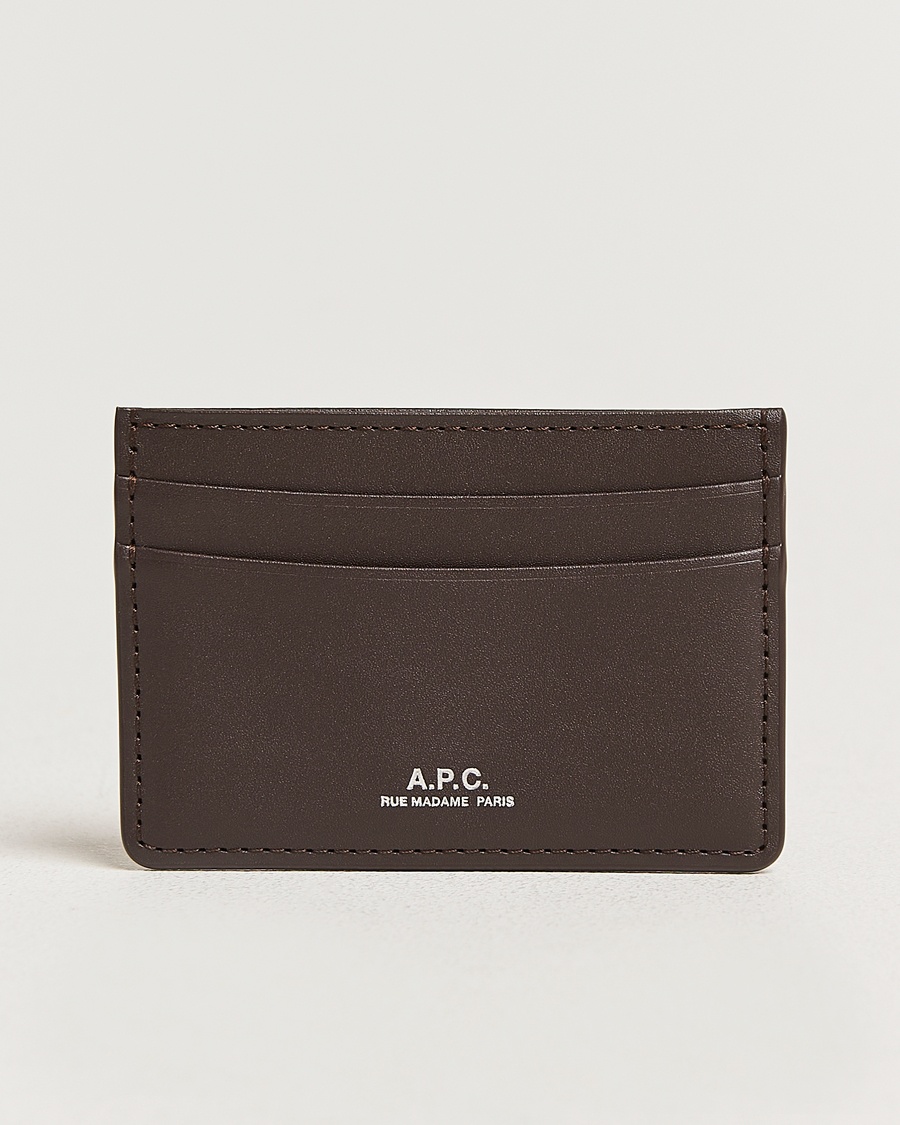 Men | Wallets | A.P.C. | Calf Leather Card Holder Dark Brown
