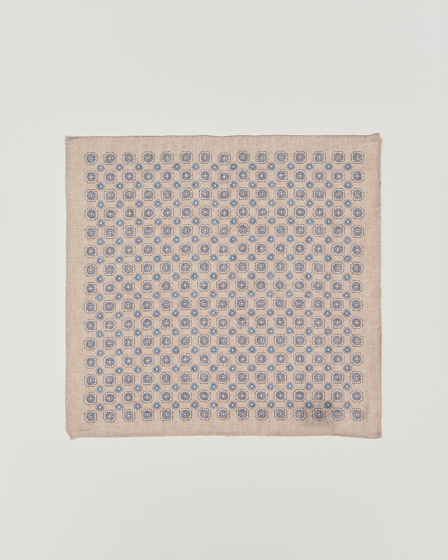 Men | Business & Beyond | Amanda Christensen | Linen Printed Medallion Pocket Square Sand