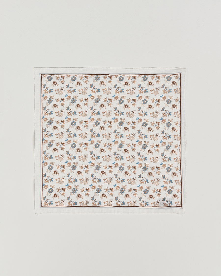 Men | Business & Beyond | Amanda Christensen | Linen Printed Flower Pocket Square Cream