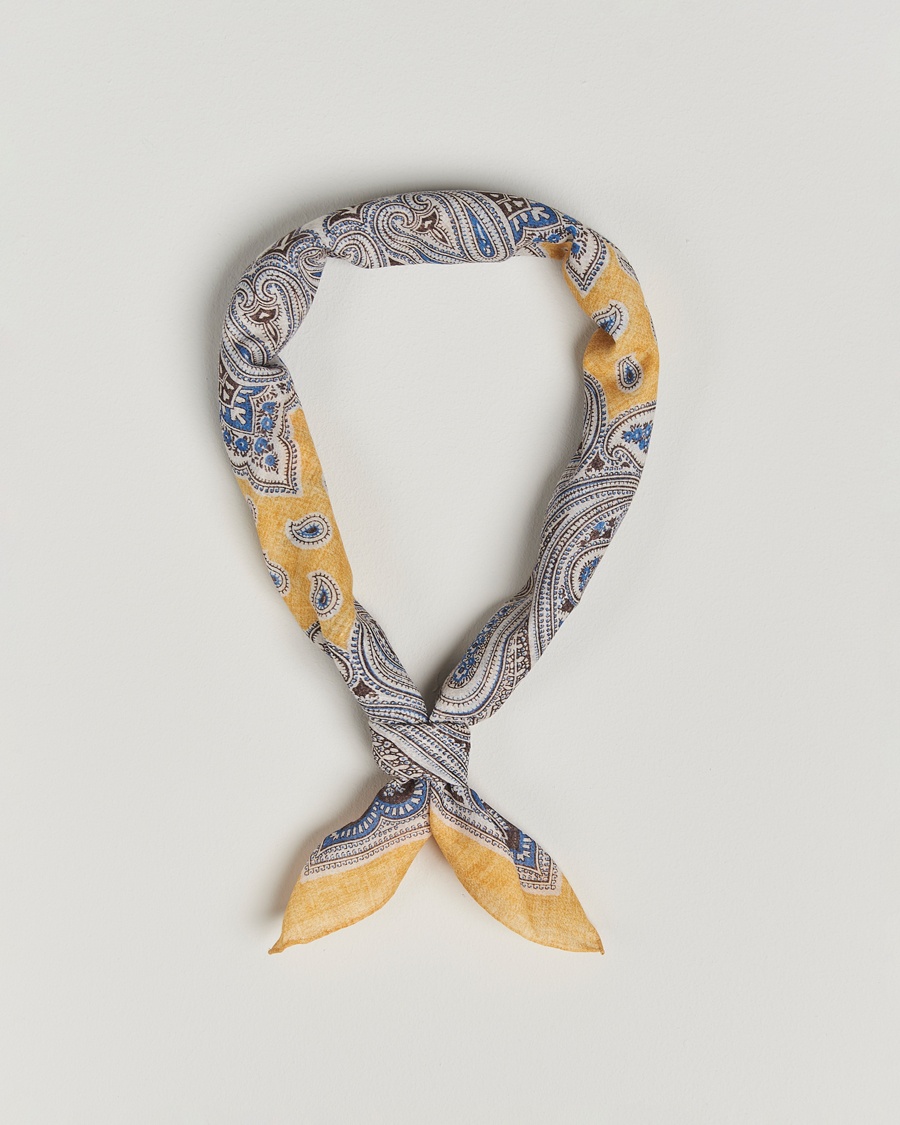 Men | Business & Beyond | Amanda Christensen | Cotton Voilé Printed Paisley Bandana Yellow