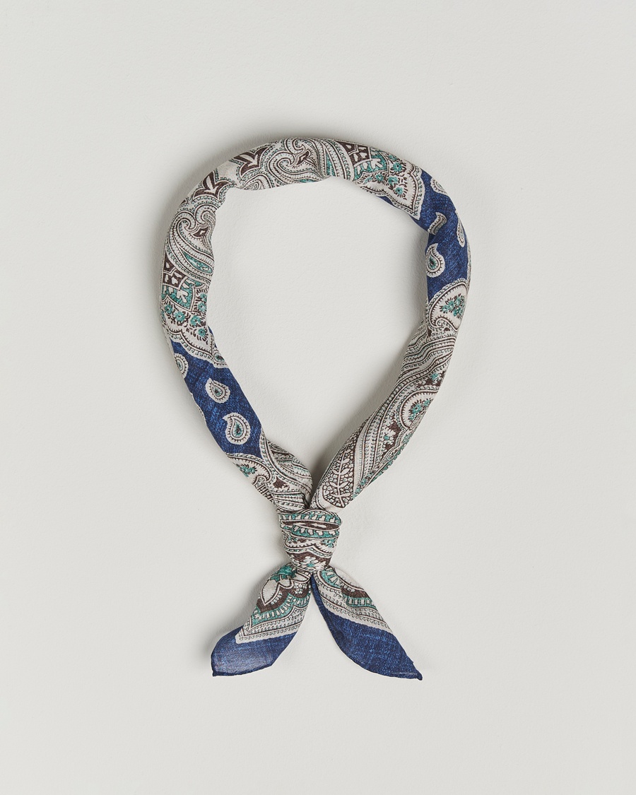 Men | Business & Beyond | Amanda Christensen | Cotton Voilé Printed Paisley Bandana Navy