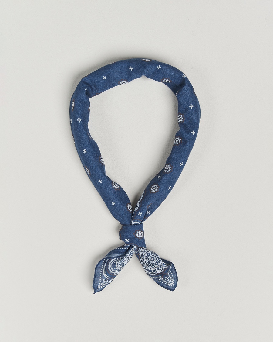 Men | Business & Beyond | Amanda Christensen | Cotton Voilé Printed Medallion Bandana Navy