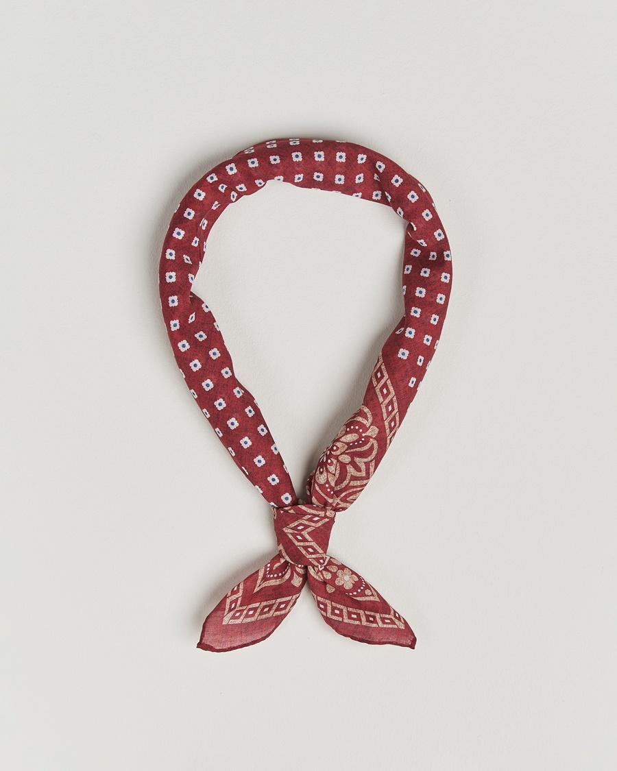 Men | Accessories | Amanda Christensen | Cotton Voilé Printed Flower Bandana Bordeaux