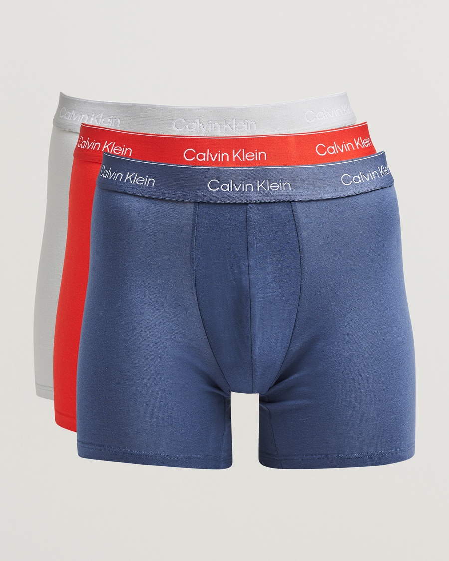 Men | Calvin Klein | Calvin Klein | 3-Pack Icon Cotton Stretch Boxer Brief Blue/Grey/Red