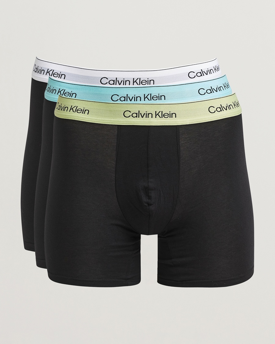 Men | Calvin Klein | Calvin Klein | 3-Pack Icon Cotton Stretch Boxer Brief White/Aqua/Green