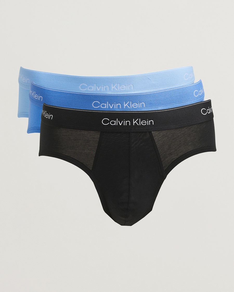 Men | Calvin Klein | Calvin Klein | 3-Pack Icon Cotton Stretch Hip Brief Black/Blue/Light Blue