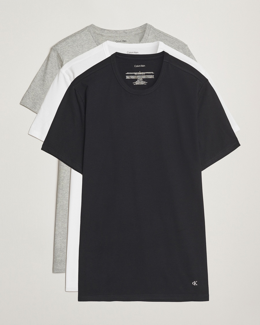 Men | Calvin Klein | Calvin Klein | 3-Pack Cotton Stretch Crew Neck T-Shirt White/Black/Grey