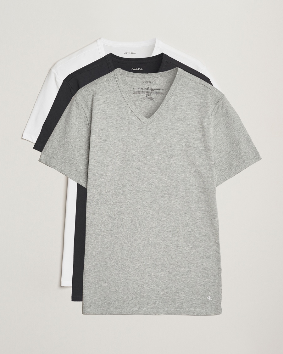 Men | Calvin Klein | Calvin Klein | 3-Pack Cotton Stretch V-Neck T-Shirt White/Black/Grey