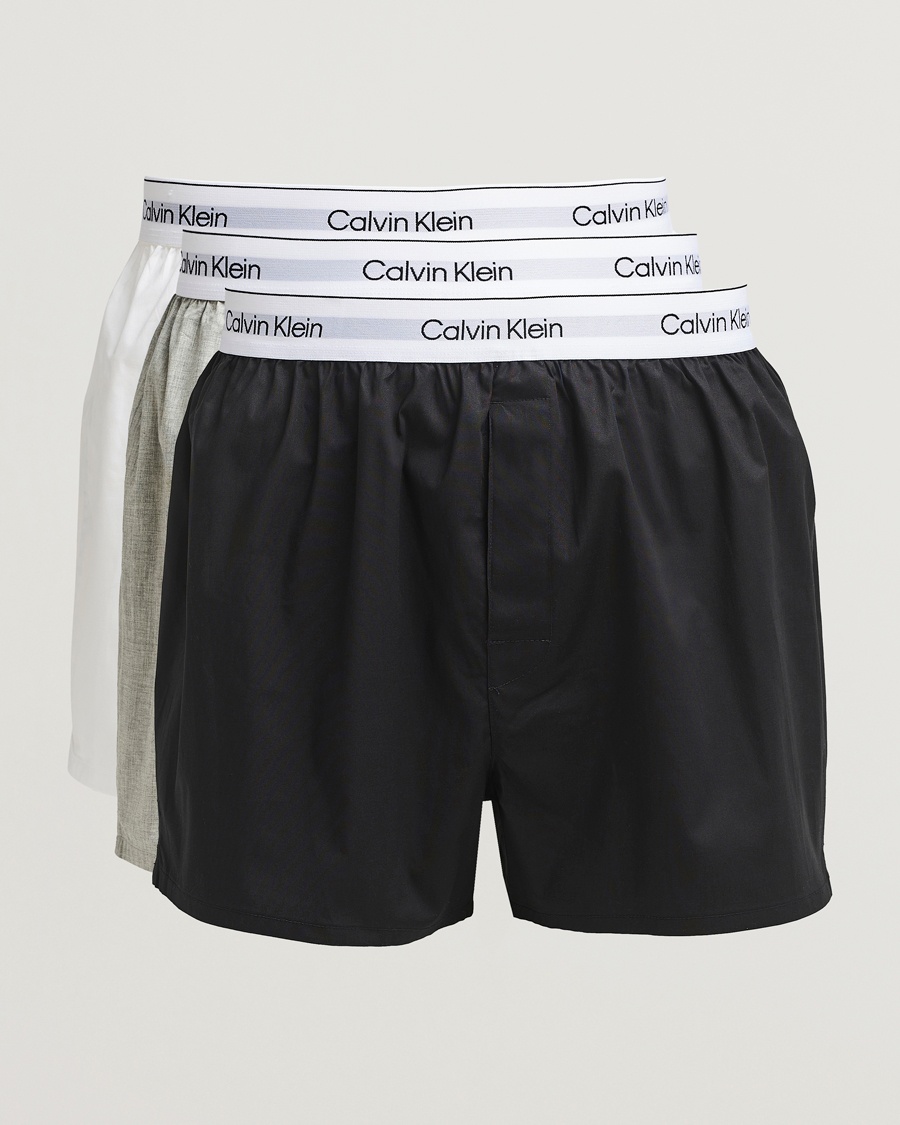 Men | Calvin Klein | Calvin Klein | 3-Pack Cotton Boxer Shorts White/Black/Grey