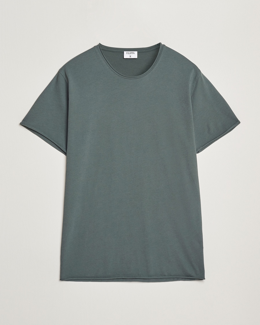 Filippa K Roll Neck Crew Neck T-Shirt Green Grey – Green