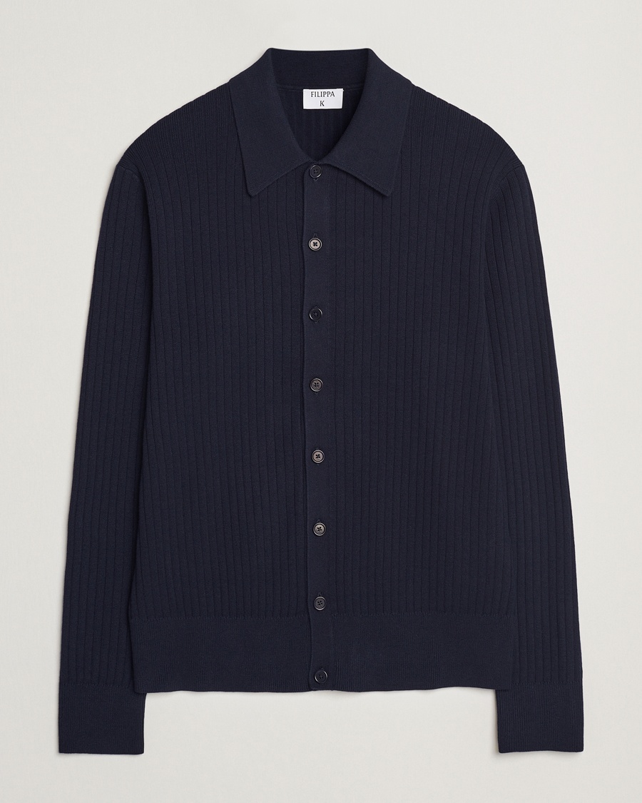 Filippa K Cotton Merino Knitted Cardigan Navy – Blue