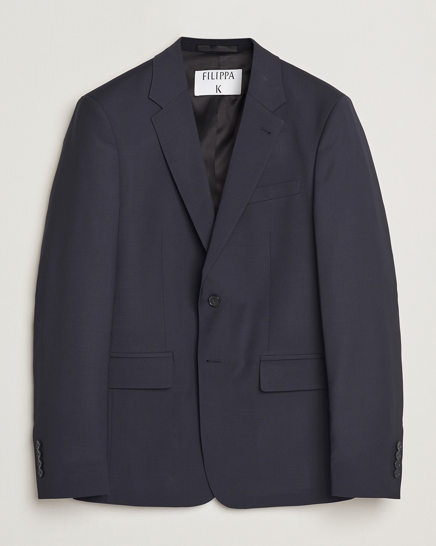 Men | Blazers | Filippa K | Slim Wool Blazer Dark Navy