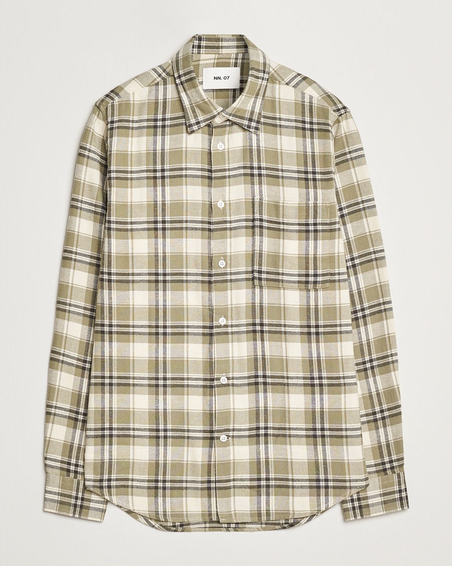 Men | NN07 | NN07 | Arne Brushed Cotton Checked Shirt Green/Beige