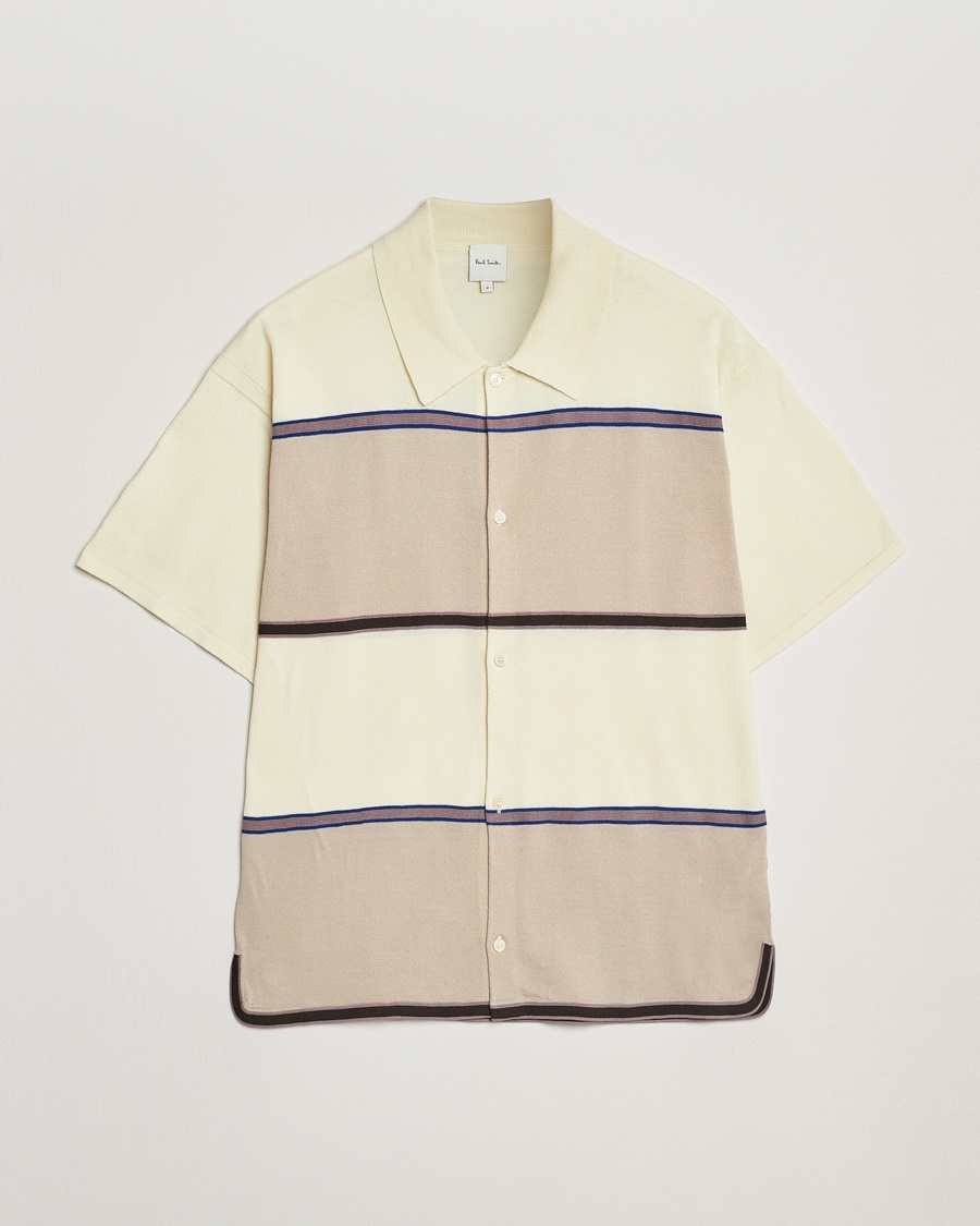 Men | Loyalty Offer | Paul Smith | Cotton Striped Knitted Short Sleeve Shirt White