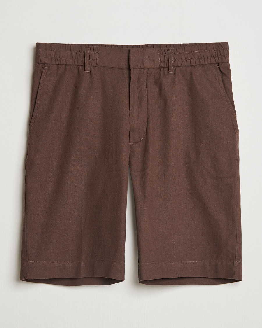 Men | Drawstring Shorts | NN07 | Billie Cotton/Linen Drawstring Shorts Demitasse Brown