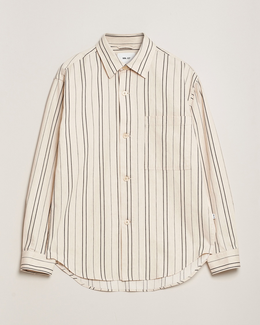 Men | NN07 | NN07 | Adwin Striped Overshirt Ecru/Black