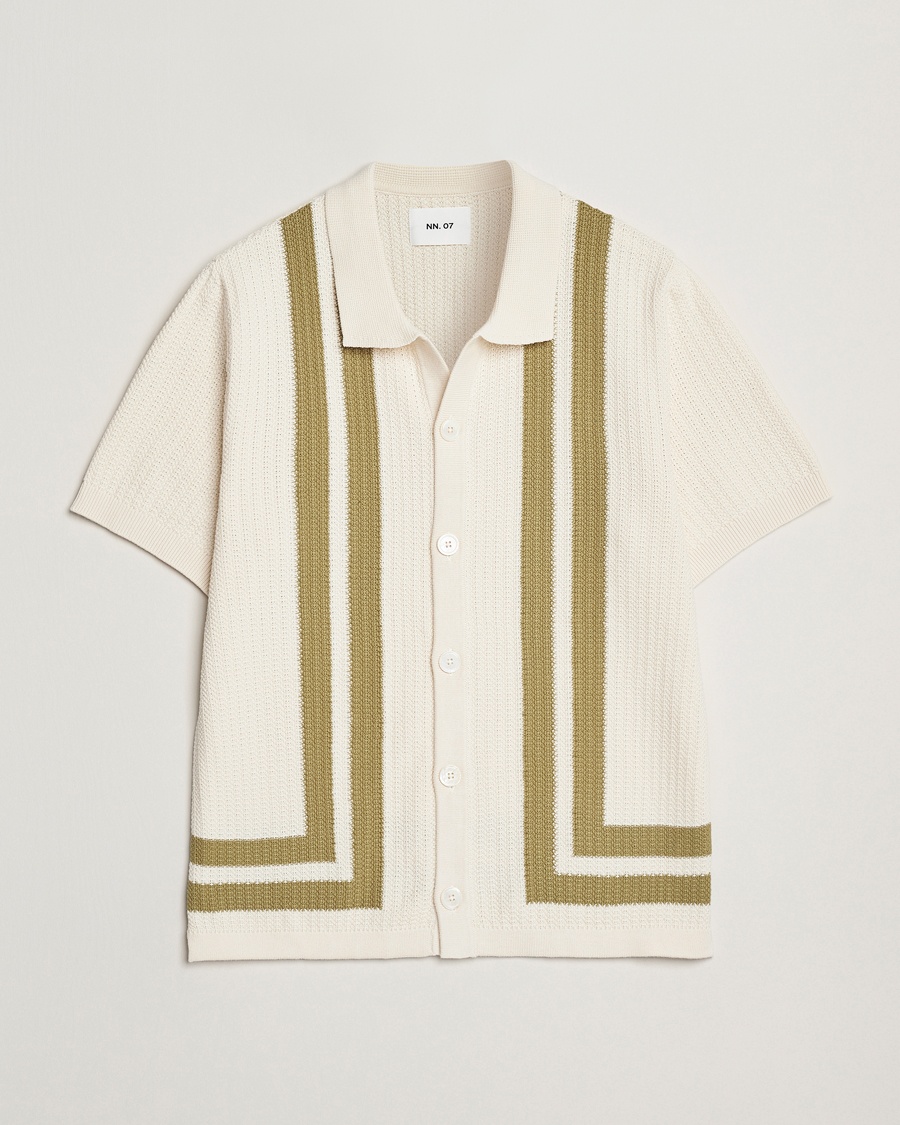 Men | NN07 | NN07 | Ares Knitted Short Sleeve Shirt Ivory/Green