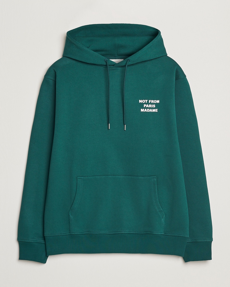 Drôle de Monsieur Slogan Hoodie Dark Green – Green