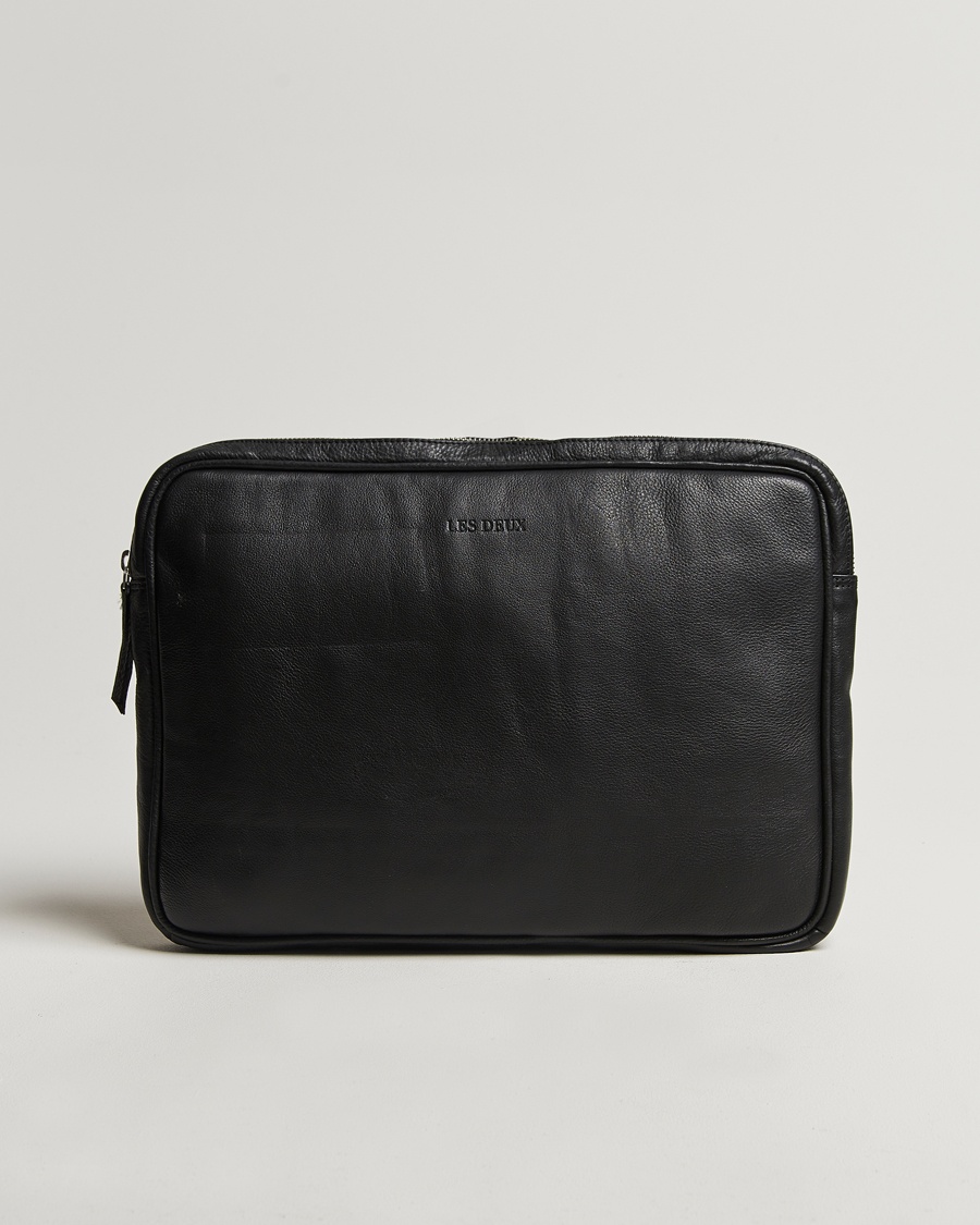 LES DEUX Leather Laptop Sleeve Black – Black