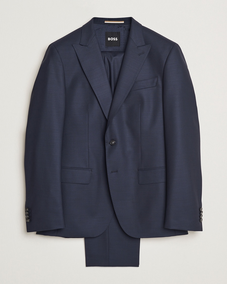 Men | | BOSS BLACK | Huge Wool Peak Lapel Suit Dark Blue